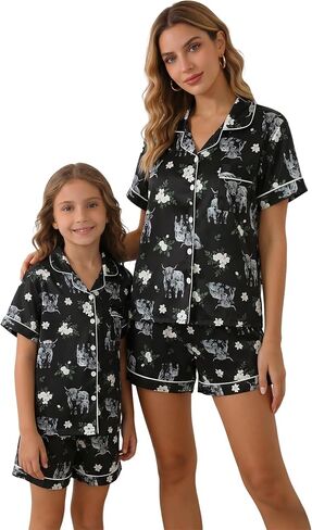 MyFav Mommy and Me Pajamas Set Mother Daughter Matching Family Sleepwear Button Down Nightwear in Saudi Arabia
