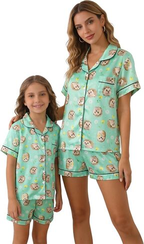 MyFav Mommy and Me Pajamas Set Mother Daughter Matching Family Sleepwear Button Down Nightwear in Saudi Arabia