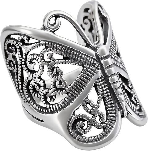 Butterfly Wrap Rings,Butterfly Ring for Women, Adjustable Open Carved Texture Butterfly Ring,Vintage Metal Insects Knuckle Finger Rings,Cute Animal Ring,Statement Jewelry Gifts for Women in Saudi Arabia