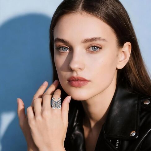 Butterfly Wrap Rings,Butterfly Ring for Women, Adjustable Open Carved Texture Butterfly Ring,Vintage Metal Insects Knuckle Finger Rings,Cute Animal Ring,Statement Jewelry Gifts for Women in Saudi Arabia