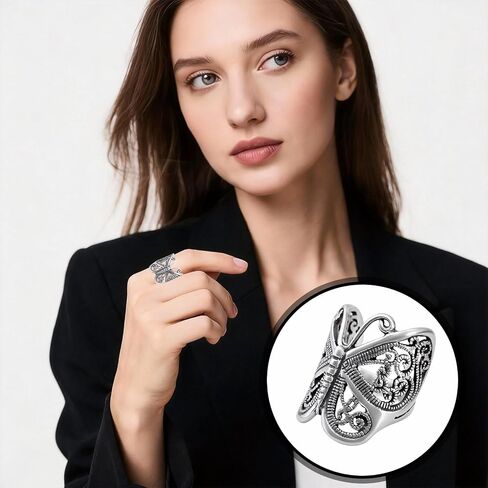 Butterfly Wrap Rings,Butterfly Ring for Women, Adjustable Open Carved Texture Butterfly Ring,Vintage Metal Insects Knuckle Finger Rings,Cute Animal Ring,Statement Jewelry Gifts for Women in Saudi Arabia