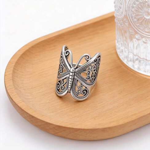 Butterfly Wrap Rings,Butterfly Ring for Women, Adjustable Open Carved Texture Butterfly Ring,Vintage Metal Insects Knuckle Finger Rings,Cute Animal Ring,Statement Jewelry Gifts for Women in Saudi Arabia