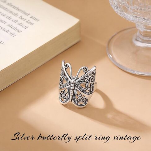 Butterfly Wrap Rings,Butterfly Ring for Women, Adjustable Open Carved Texture Butterfly Ring,Vintage Metal Insects Knuckle Finger Rings,Cute Animal Ring,Statement Jewelry Gifts for Women in Saudi Arabia