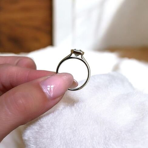 Green Amethyst (Prasiolite) Solitaire Ring - Emerald Cut Bezel Set in 14K Yellow Gold, Handmade Wedding Band Jewelry Gift for Women, Dainty Stackable Ring in Kuwait