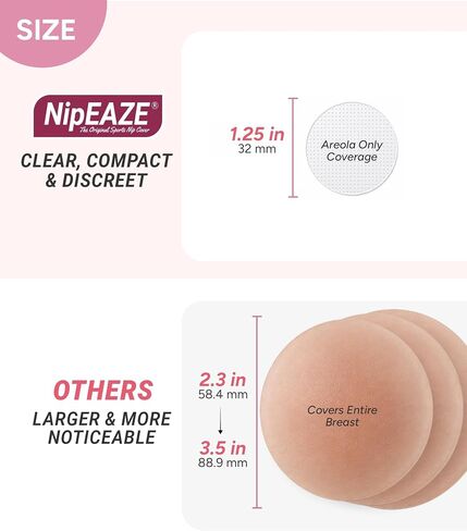 NipEaze Transparent Nipple Covers For Women (100 Pcs), Disposable Adhesive Nipple-Only Pasties, No-Show Breast Mini-Petals Hypoallergenic, Sweat Free 1.25" Nipple Cover for Women (Made in the USA) in Kuwait