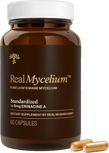 Real Mushrooms Real Mycelium – Standardized Lion’s Mane Mycelium Capsules with 5mg Erinacine A (ErinaPrime) – Pure Hericium Erinaceus Supplement for Focus, Memory, & Mental Clarity – (60 Count) in Saudi Arabia