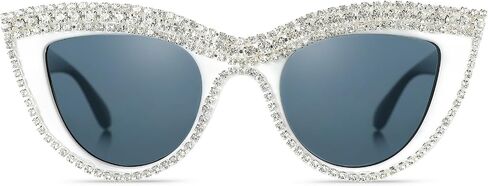 Rhinestone Cat Eye Sunglasses for Women Men – Sparkle Crystal UV400 Protection Trendy Polarized Shades in Saudi Arabia