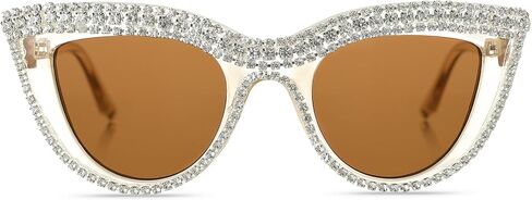 Rhinestone Cat Eye Sunglasses for Women Men – Sparkle Crystal UV400 Protection Trendy Polarized Shades in Saudi Arabia