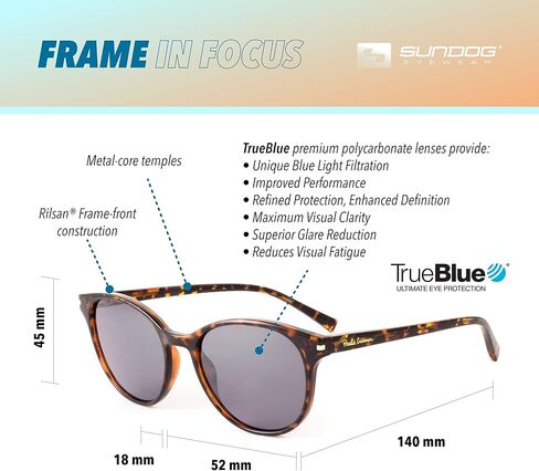 Sundog Eyewear Premium Women's Sunglasses - The PAT PC TrueBlue - UV Protection Featured Lens Technology - Great Fit for Golf, Fishing, Fashion, Beach, Aviator and Driving Glasses - Tortoise/Grey in Kuwait