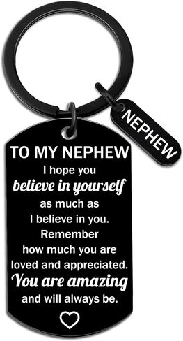 Nephew Gifts From Auntie Uncle Keychain Inspirational Gift I Believe In You Gifts For Nephews Adult Birthday Anniversary Graduation Gift in Saudi Arabia