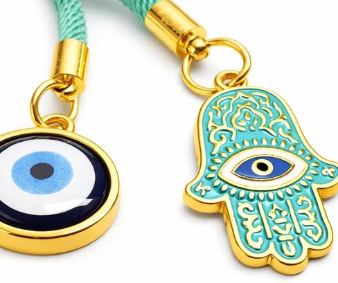 سلسلة مفاتيح يد همسة عين الشر، سلسلة مفاتيح تميمة نزار تركية، إكسسوار حقيبة ساحرة ذهبية، حلقة مفاتيح حماية محظوظة، هدية روحية للنساء والرجال in Kuwait