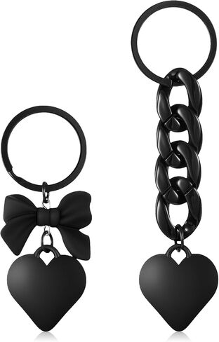 2 PCS Black Heart Purse Charm, Acrylic Bag Charms Cute Heart Bowknot Key Ring, Decorative Keys Holder for Women Bag Purse Wallet Handbag Keyring in Saudi Arabia