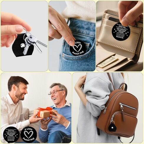 Gifts for Dad from Daughter - Dad Gifts Black Pocket Hug Token With Leather Keychain Funny Christmas Father's Day Birthday Thank You Thanksgiving Valentine's Day Gift for Dads Father in Saudi Arabia