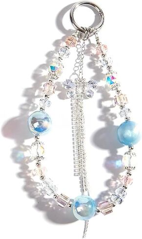 Beaded Charms Strap, Crystal Bracelet Wrist Lanyard, Cute Phone Key Chain（Pink Star） in Kuwait