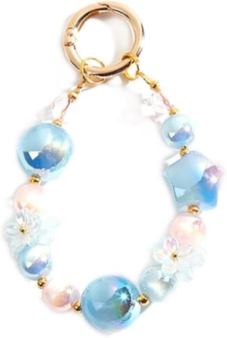 Beaded Charms Strap, Crystal Bracelet Wrist Lanyard, Cute Phone Key Chain（Pink Star） in Kuwait