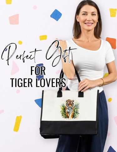 حقيبة حمل قماشية للنساء من InnoBeta Tiger Gifts، حقيبة مع سحاب إغلاق علوي وحزام كتف لأعياد الميلاد، وعيد الأم، والكريسماس in Kuwait