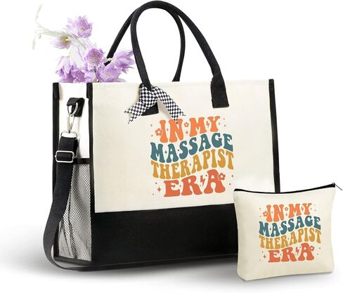 InnoBeta Massage Therapist Gifts for Women, Canvas Tote Bag with Top Zipper Closure and Shoulder Strap, Thank You Gifts for Massage Therapist in Kuwait