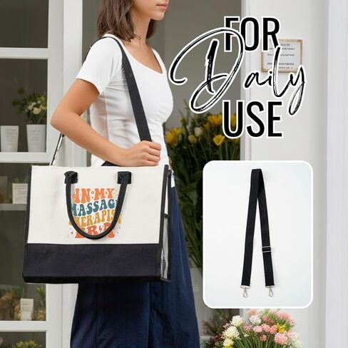 InnoBeta Massage Therapist Gifts for Women, Canvas Tote Bag with Top Zipper Closure and Shoulder Strap, Thank You Gifts for Massage Therapist in Kuwait