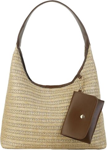 Large Straw Hobo Bags for Women Raffia Summer Shoulder Handbag Beach Vacation Slouchy Tote Purses in Kuwait