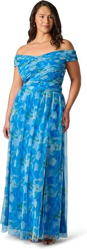 Adrianna Papell Sweetpea Print Tulle Gown in Kuwait