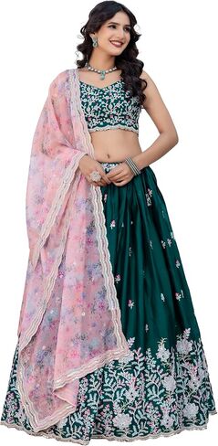 TRENDMALLS Chiffon Embroidery work Lehenga Choli with Floral Print Dupatta for Women Ready To Wear in Saudi Arabia