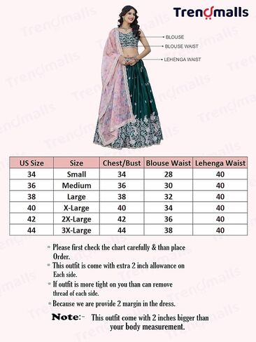 TRENDMALLS Chiffon Embroidery work Lehenga Choli with Floral Print Dupatta for Women Ready To Wear in Saudi Arabia
