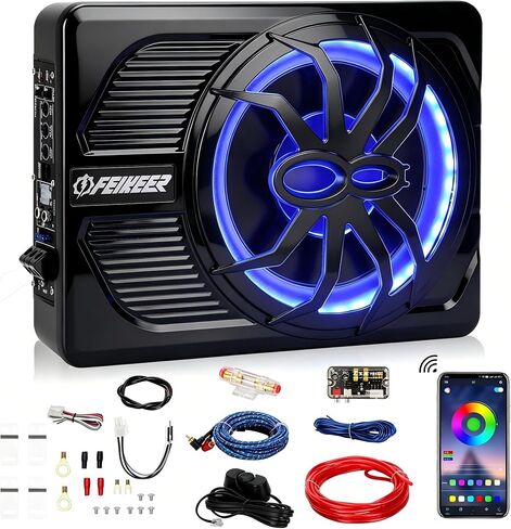 1200W 10 "تحت مضخم صوت سيارة مقعد ، مع إضاءة LED متعددة الألوان ، تعزيز باس عميق. مضخم الصوت وحزمة AMP لتجربة قيادة ديناميكية مع الألحان الجهير in Kuwait