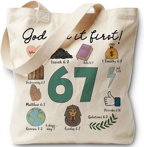 Christian 67 meme Tote Bag for Women, Canvas Bag for Women Grocery Shopping Travel Gym Weekender Vacation Womens Work Tote Bag Gifts in Saudi Arabia