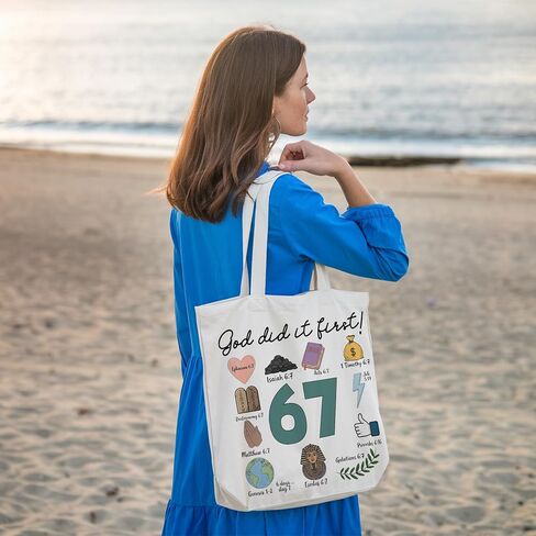 Christian 67 meme Tote Bag for Women, Canvas Bag for Women Grocery Shopping Travel Gym Weekender Vacation Womens Work Tote Bag Gifts in Saudi Arabia