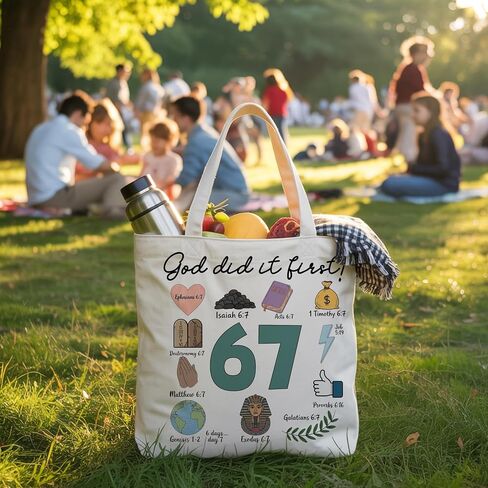 Christian 67 meme Tote Bag for Women, Canvas Bag for Women Grocery Shopping Travel Gym Weekender Vacation Womens Work Tote Bag Gifts in Saudi Arabia