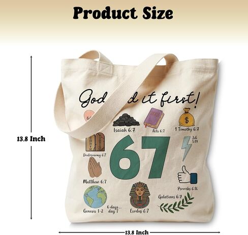 Christian 67 meme Tote Bag for Women, Canvas Bag for Women Grocery Shopping Travel Gym Weekender Vacation Womens Work Tote Bag Gifts in Saudi Arabia