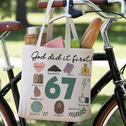 Christian 67 meme Tote Bag for Women, Canvas Bag for Women Grocery Shopping Travel Gym Weekender Vacation Womens Work Tote Bag Gifts in Saudi Arabia
