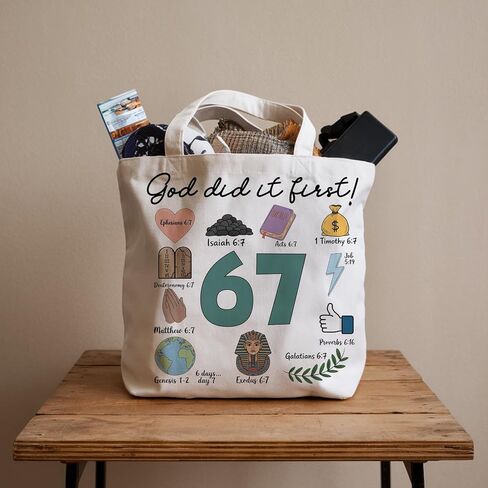 Christian 67 meme Tote Bag for Women, Canvas Bag for Women Grocery Shopping Travel Gym Weekender Vacation Womens Work Tote Bag Gifts in Saudi Arabia