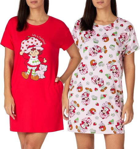 Richard Leeds International Womens Drop Shoulder Sleepshirt Dress 2-Pack – Stitch, Hello Kitty, Strawberry Shortcake, Peanuts in Saudi Arabia