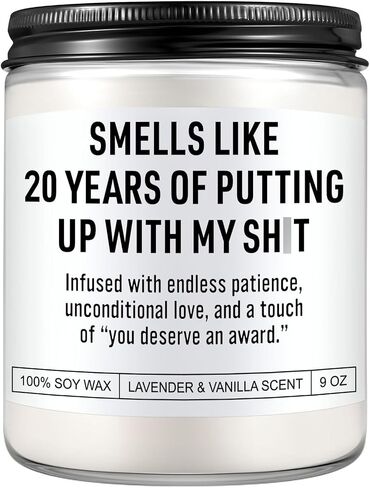 Funny 20 Year Anniversary Candle for Him, Her, 20th Anniversary Decorations, Platinum 20th Wedding Anniv. Gifts for Wife, Husband, Couple, 20 Year Anniv. Gifts for Men, Women, Friends, Parents in Saudi Arabia