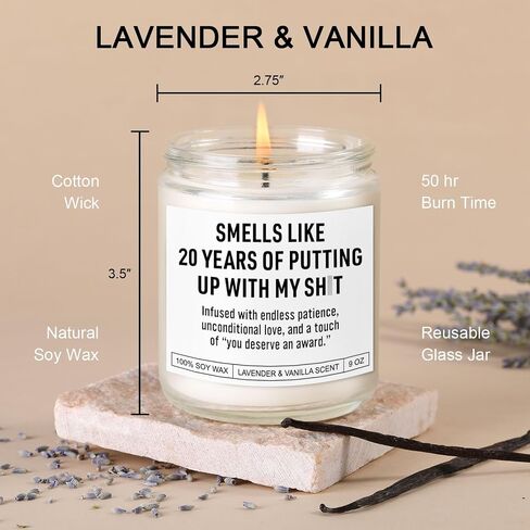 Funny 20 Year Anniversary Candle for Him, Her, 20th Anniversary Decorations, Platinum 20th Wedding Anniv. Gifts for Wife, Husband, Couple, 20 Year Anniv. Gifts for Men, Women, Friends, Parents in Saudi Arabia