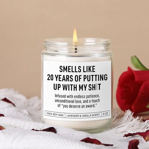Funny 20 Year Anniversary Candle for Him, Her, 20th Anniversary Decorations, Platinum 20th Wedding Anniv. Gifts for Wife, Husband, Couple, 20 Year Anniv. Gifts for Men, Women, Friends, Parents in Saudi Arabia