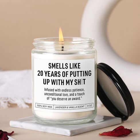 Funny 20 Year Anniversary Candle for Him, Her, 20th Anniversary Decorations, Platinum 20th Wedding Anniv. Gifts for Wife, Husband, Couple, 20 Year Anniv. Gifts for Men, Women, Friends, Parents in Saudi Arabia
