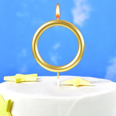 PHD CAKE 6 Pcs Gold Ring Birthday Candles, Cake Topper, Birthday Party Decorations Supplies in Saudi Arabia