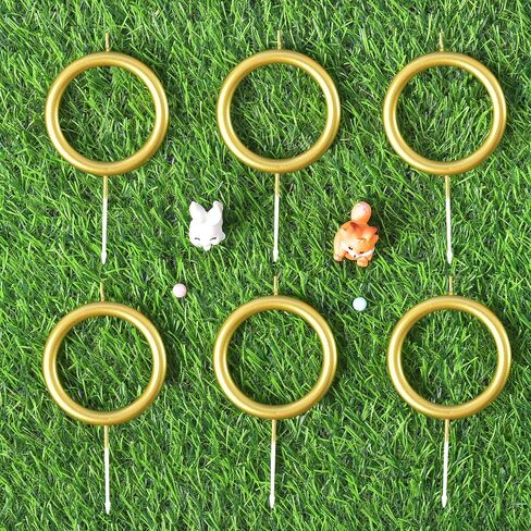 PHD CAKE 6 Pcs Gold Ring Birthday Candles, Cake Topper, Birthday Party Decorations Supplies in Saudi Arabia