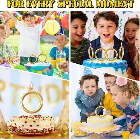 PHD CAKE 6 Pcs Gold Ring Birthday Candles, Cake Topper, Birthday Party Decorations Supplies in Saudi Arabia