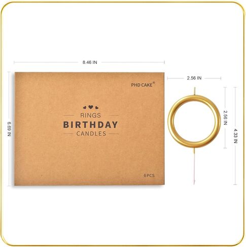 PHD CAKE 6 Pcs Gold Ring Birthday Candles, Cake Topper, Birthday Party Decorations Supplies in Saudi Arabia