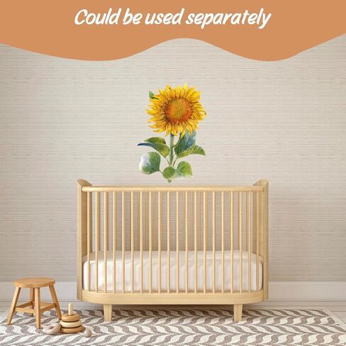 Cute Cat Sunflower Wall Decals Peel and Stick Animal Wall Stickers for Kids Bedroom Nursery Living Room Removable Wall Decor in Saudi Arabia