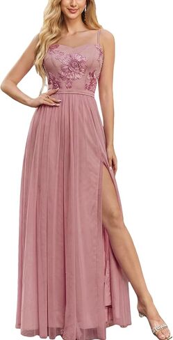 Women's Formal Choir Dress Elegant Midi Mesh Embroidered for Wedding Guest Bridesmaid Cocktail Party Flowy Prom Dress in Saudi Arabia