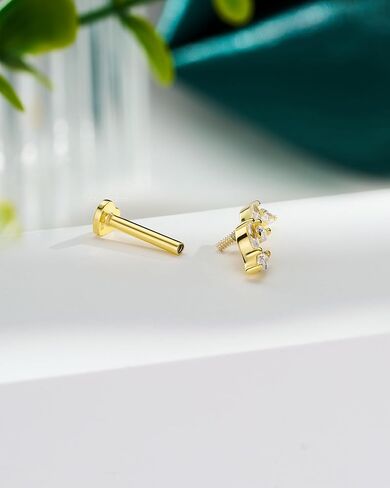 COCHARM 14K مطلية بالذهب الغضروف أقراط 16G 925 فضة اللولب أقراط داخليا القلب شقة عودة ثقب المجوهرات in Kuwait