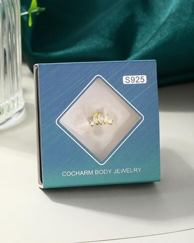 COCHARM 14K مطلية بالذهب الغضروف أقراط 16G 925 فضة اللولب أقراط داخليا القلب شقة عودة ثقب المجوهرات in Kuwait