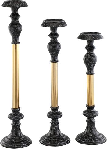 SPI Home Set of 3 Two Toned Aluminum and Iron Pillar Candleholders in Kuwait