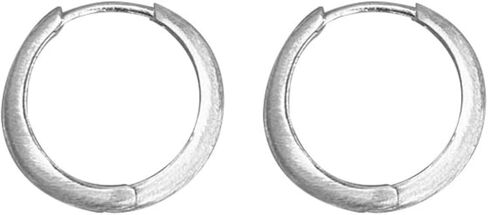 S925 Sterling Silver Huggie Earrings for Women - Minimalist Textured Matte Finish Silver Hoop Earrings, Hypoallergenic Large Circle Studs Jewelry Gift (1 Pair) in Kuwait
