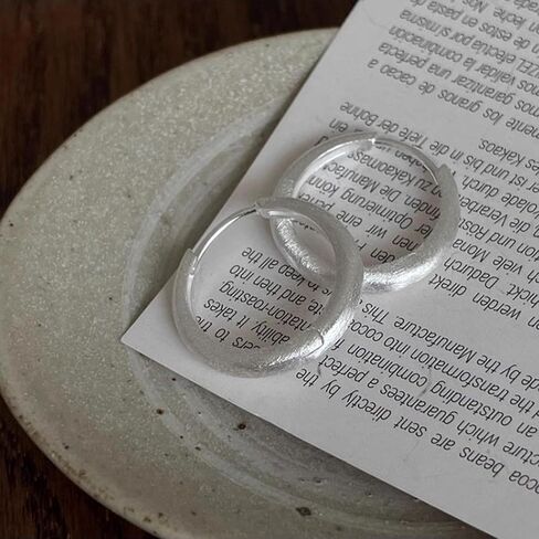 S925 Sterling Silver Huggie Earrings for Women - Minimalist Textured Matte Finish Silver Hoop Earrings, Hypoallergenic Large Circle Studs Jewelry Gift (1 Pair) in Kuwait