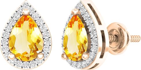مجموعة Dazzlingrock مقاس 7 × 5 مم من كل حجر كريم على شكل كمثرى وأقراط دائرية من الألماس الطبيعي الأبيض للنساء على شكل دمعة، من الذهب الصلب الحقيقي in Kuwait